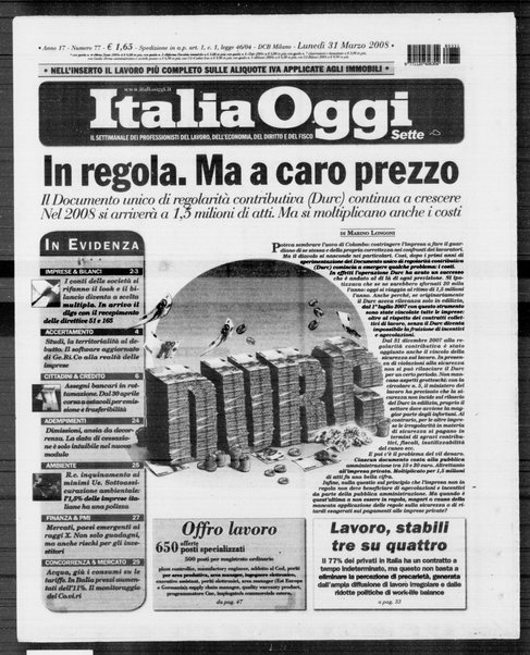 Italia oggi : quotidiano di economia finanza e politica